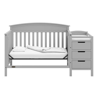 Pebble gray crib and changer in daybed conversion