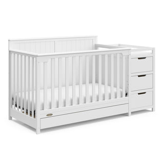 White crib and changer with drawer angled