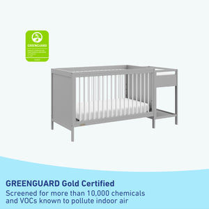 GREENGUARD Gold Certified Pebble gray crib and changer