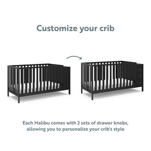 black crib with storage customize graphic