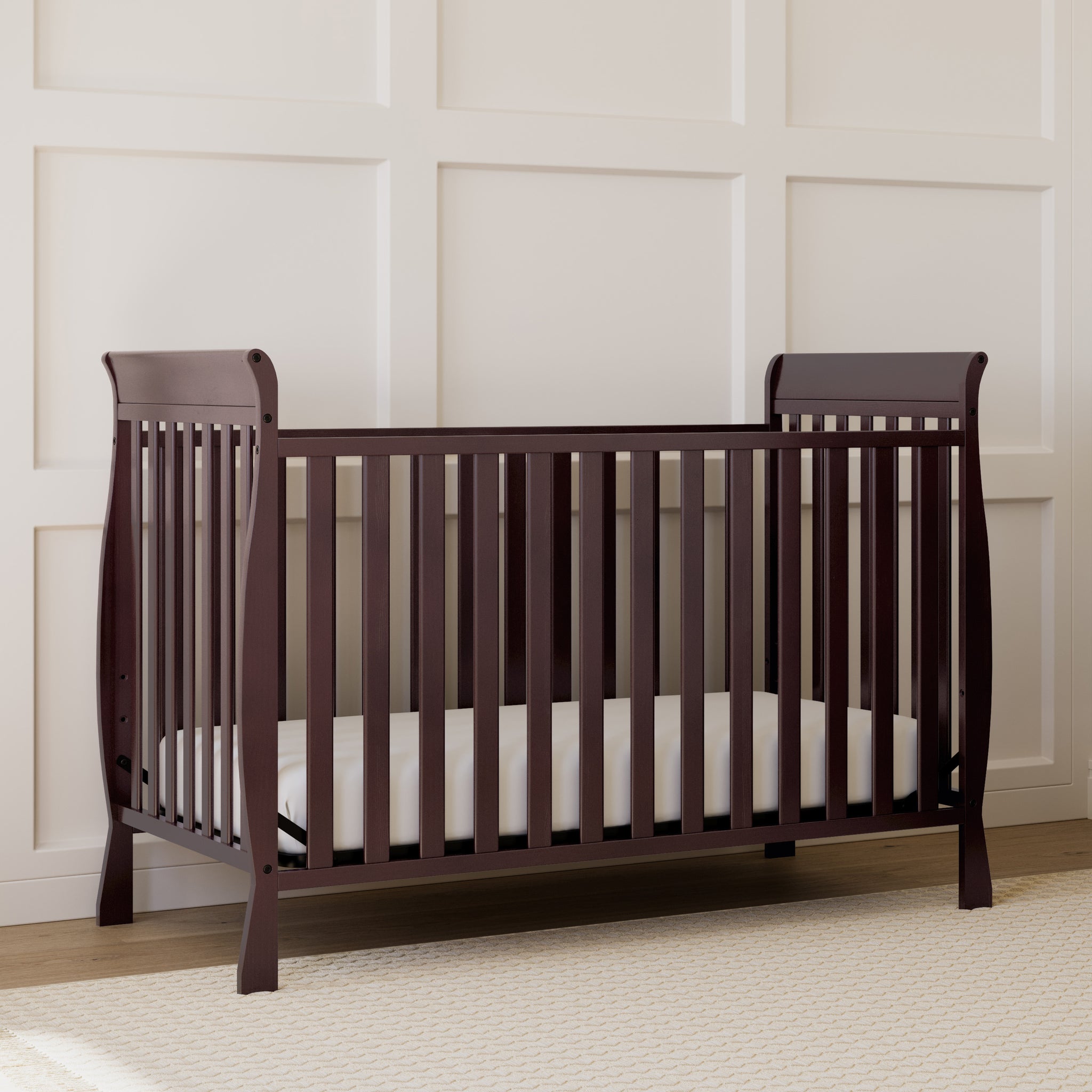 espresso crib in nursery