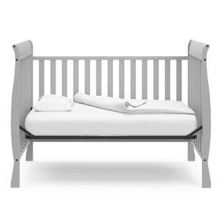 pebble gray crib in daybed conversion