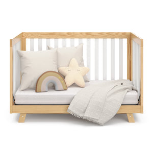 Natural with white crib in daybed conversion