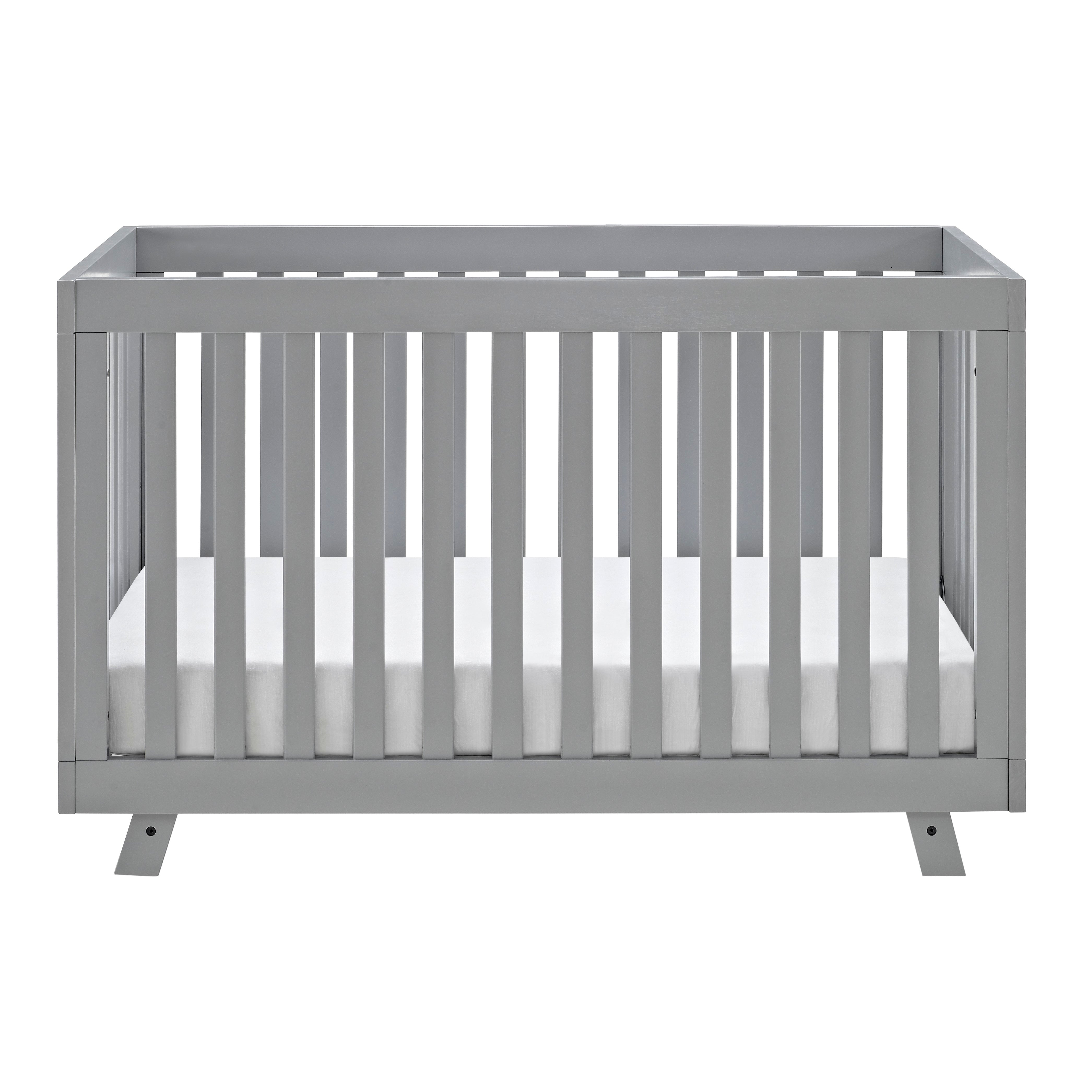 Front view of pebble gray crib