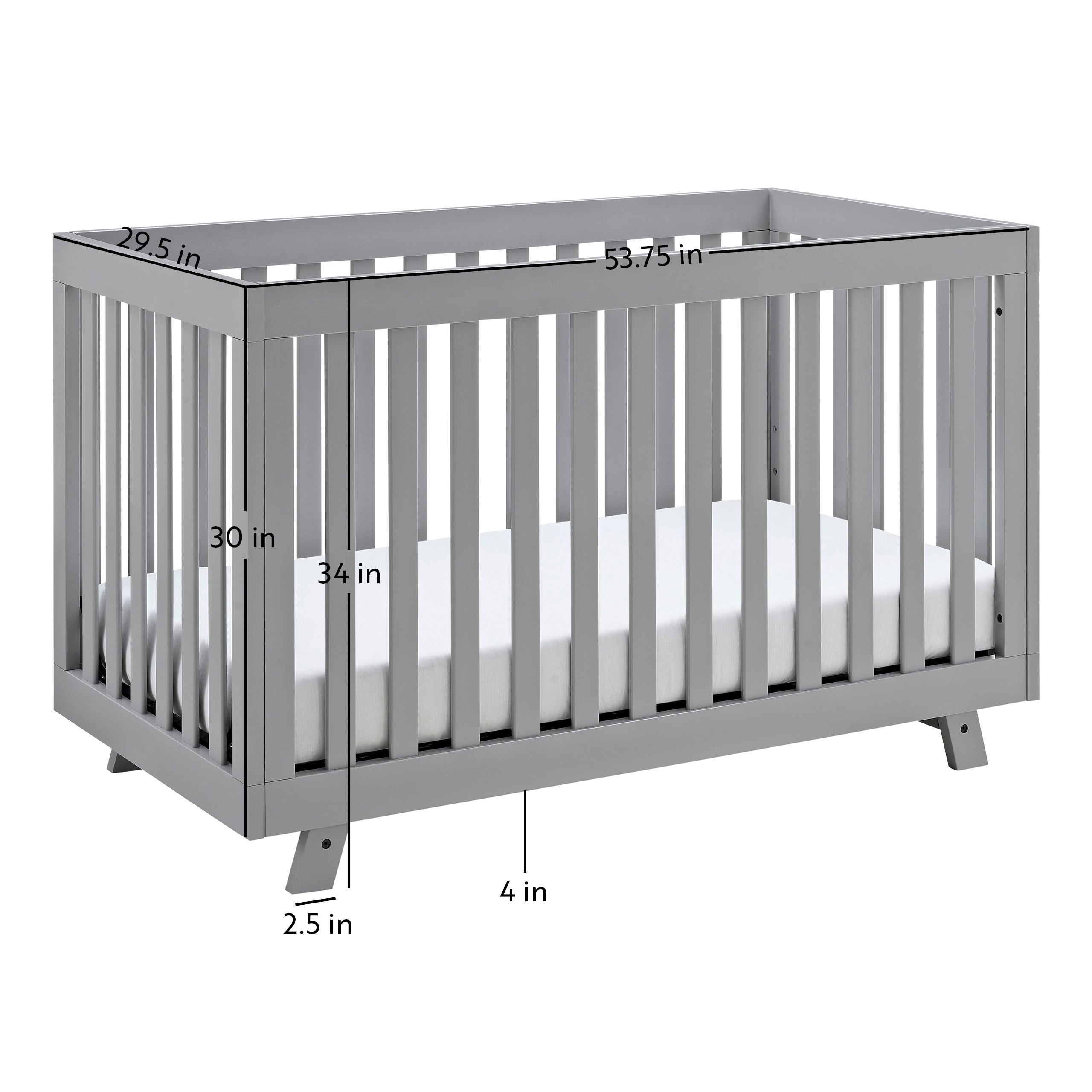pebble gray crib dimensions graphic