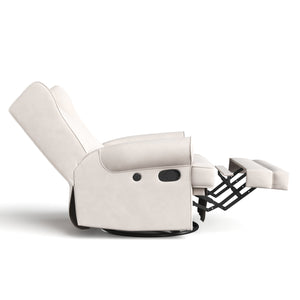 ivory reclining glider side view with footrest 