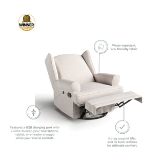 ivory reclining glider with features graphic 