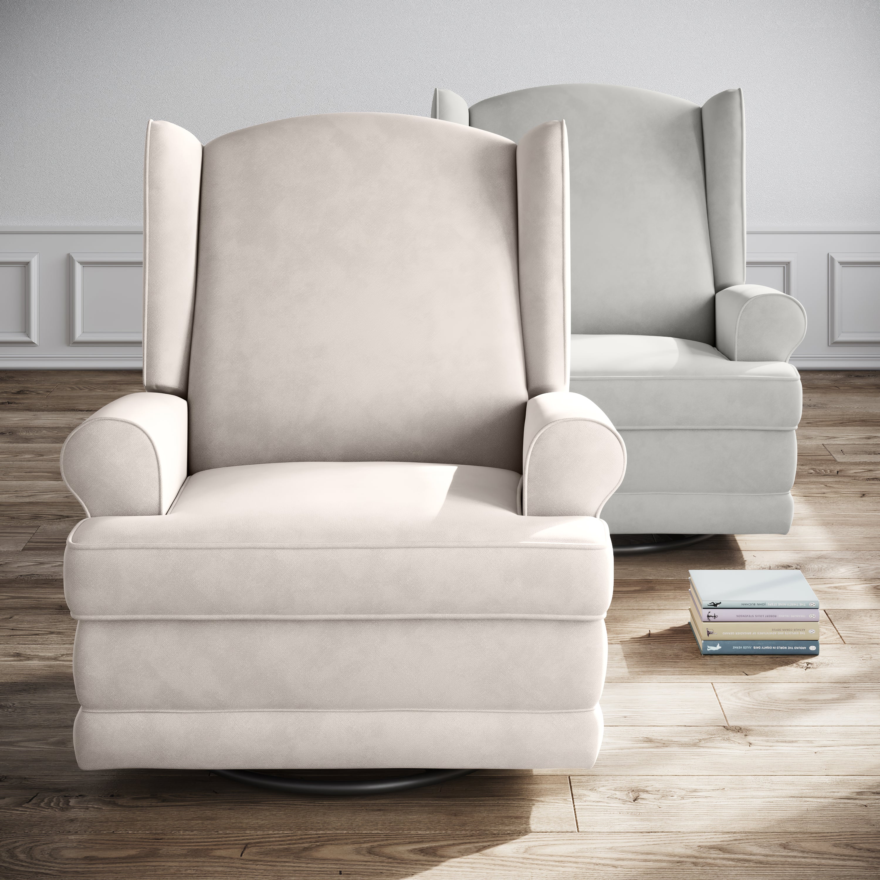 Storkcraft® Serenity Wingback Upholstered Recliner Glider.
