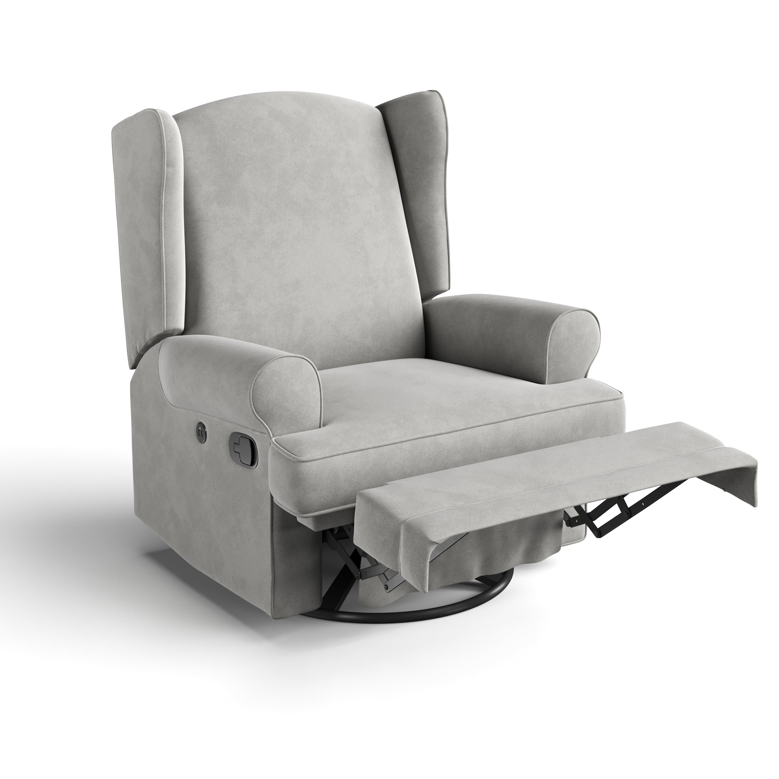 steel reclining glider with footrest angled 