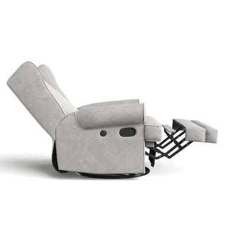 steel reclining glider side view reclined with footrest 