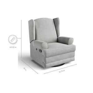 Steel reclining glider with dimensions graphic 