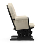 black glider with beige cushions side view