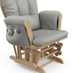 natural glider and ottoman with gray cushions 