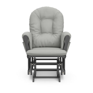 gray glider with light gray cushions front view