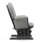 gray glider with light gray cushions side view