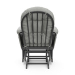 gray glider with light gray cushions back view