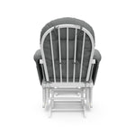 white glider with gray cushions back view