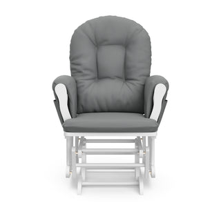 white glider with gray cushions front view
