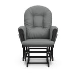 black glider with gray cushions front view