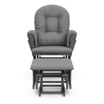 gray glider and ottoman with gray cushions front view