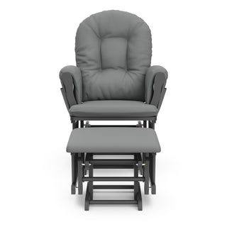 gray glider and ottoman with gray cushions front view