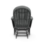gray glider and ottoman with gray cushions back view