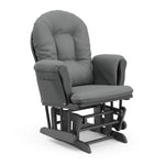 gray glider with gray cushions angled view