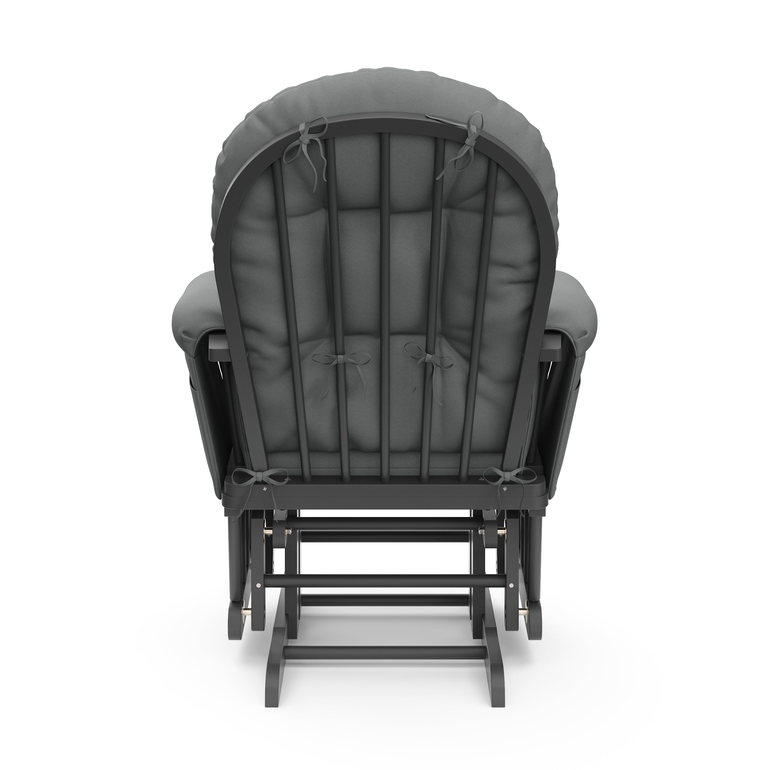 gray glider with gray cushions back view