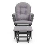 gray glider and ottoman with slate gray cushions front view