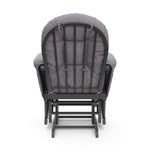 gray glider and ottoman with slate gray cushions back view