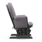 gray glider and ottoman with slate gray cushions side view