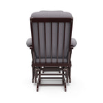 espresso glider and ottoman with gray swirl cushions back view 