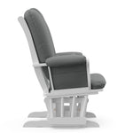 white glider with gray cushions side view 