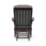 espresso glider and ottoman with gray cushions back view 