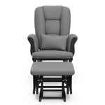 black glider and ottoman with gray cushions 