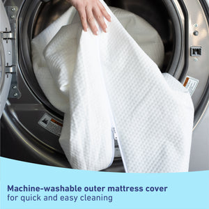 machine-washable outer mattress cover in washing machine