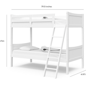 white bunk bed with fixed ladder with dimensions