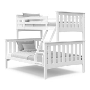 white bunk beds with fixed ladder