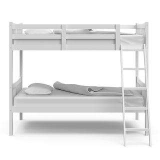 white bunk bed with fixed ladder side view