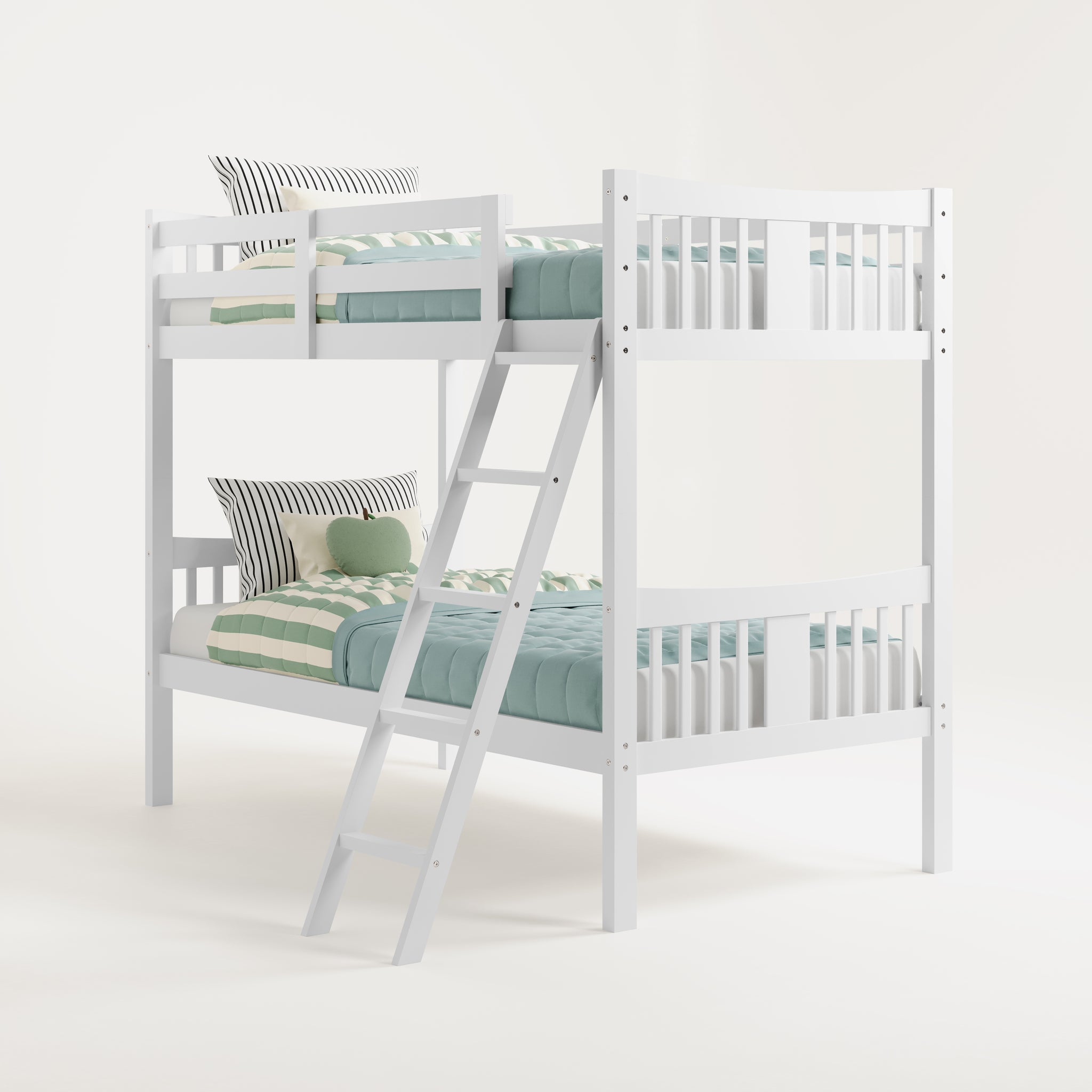 white bunk bed