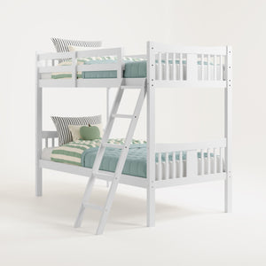 white bunk bed