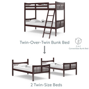 espresso bunk bed with fixed ladder configuration graphic