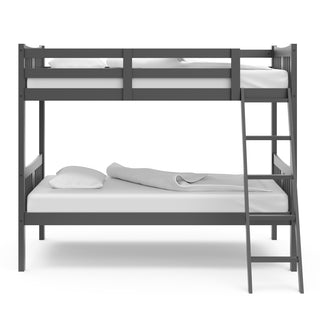 gray bunk bed with fixed ladder side view