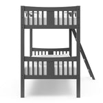 gray bunk bed with fixed ladder headboard view
