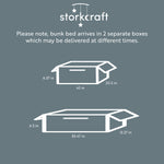 gray bunk bed with fixed ladder box dimensions graphic