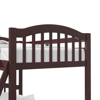 espresso bunk bed with fixed ladder footboard view