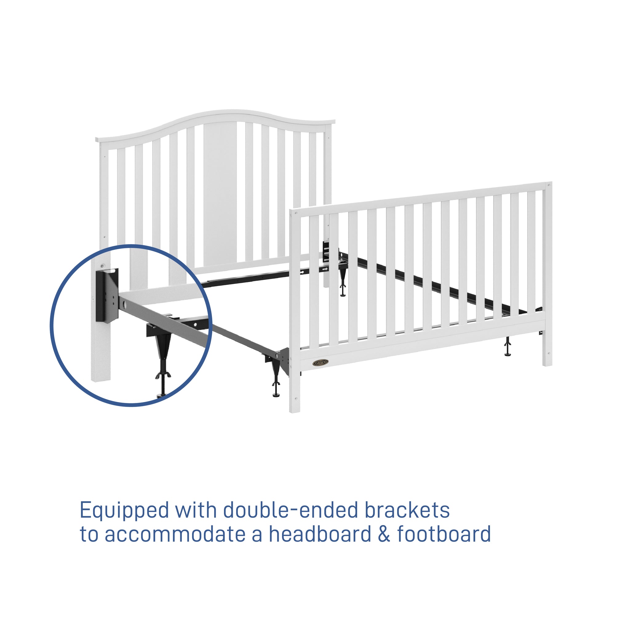 angled full-size bed metal conversion kit graphic