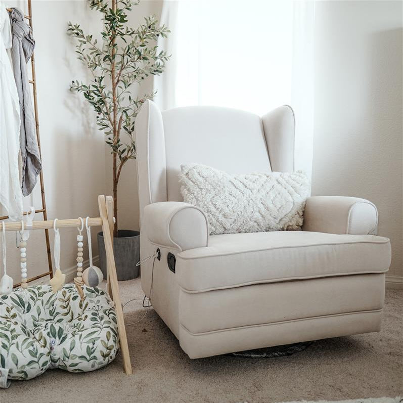 Storkcraft® Serenity Wingback Upholstered Recliner Glider.
