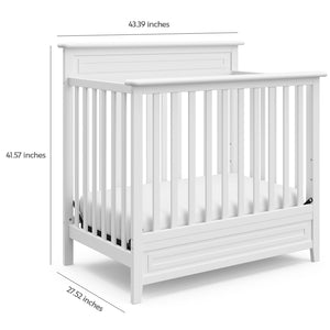 White crib dimensions graphic 