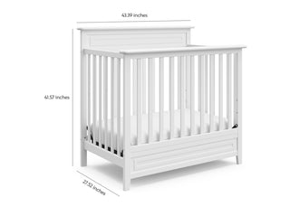 White crib dimensions graphic 